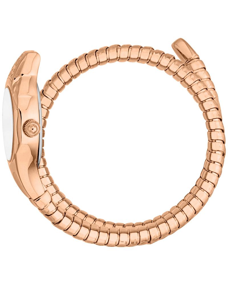 Just Cavalli Signature Snake watch on wrist displaying rose gold snake bracelet