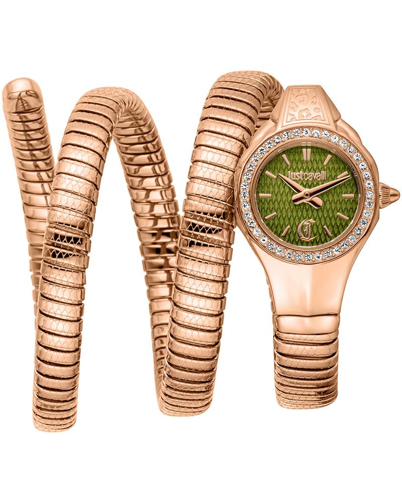 Just Cavalli Vita Green Dial Rose Gold Steel Strap Women Watch - JC1L355M0045