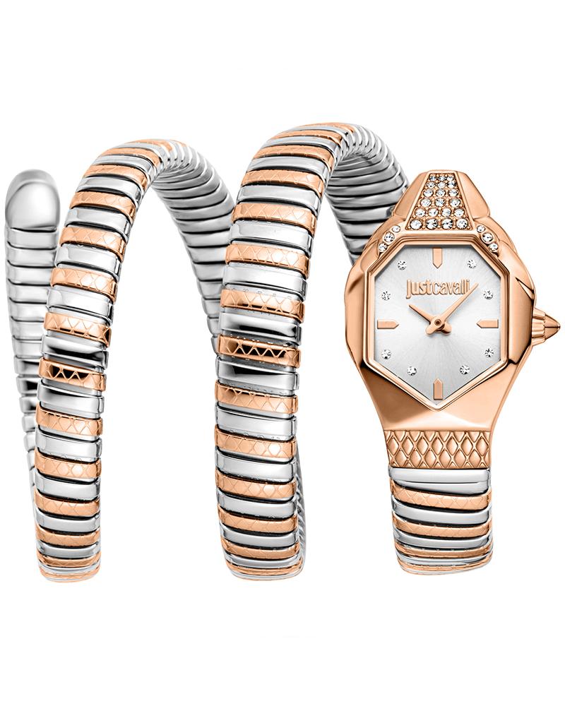 Just Cavalli Signature Snake Ambra Two Tones RG Silver Women Watch -  JC1L370M0065