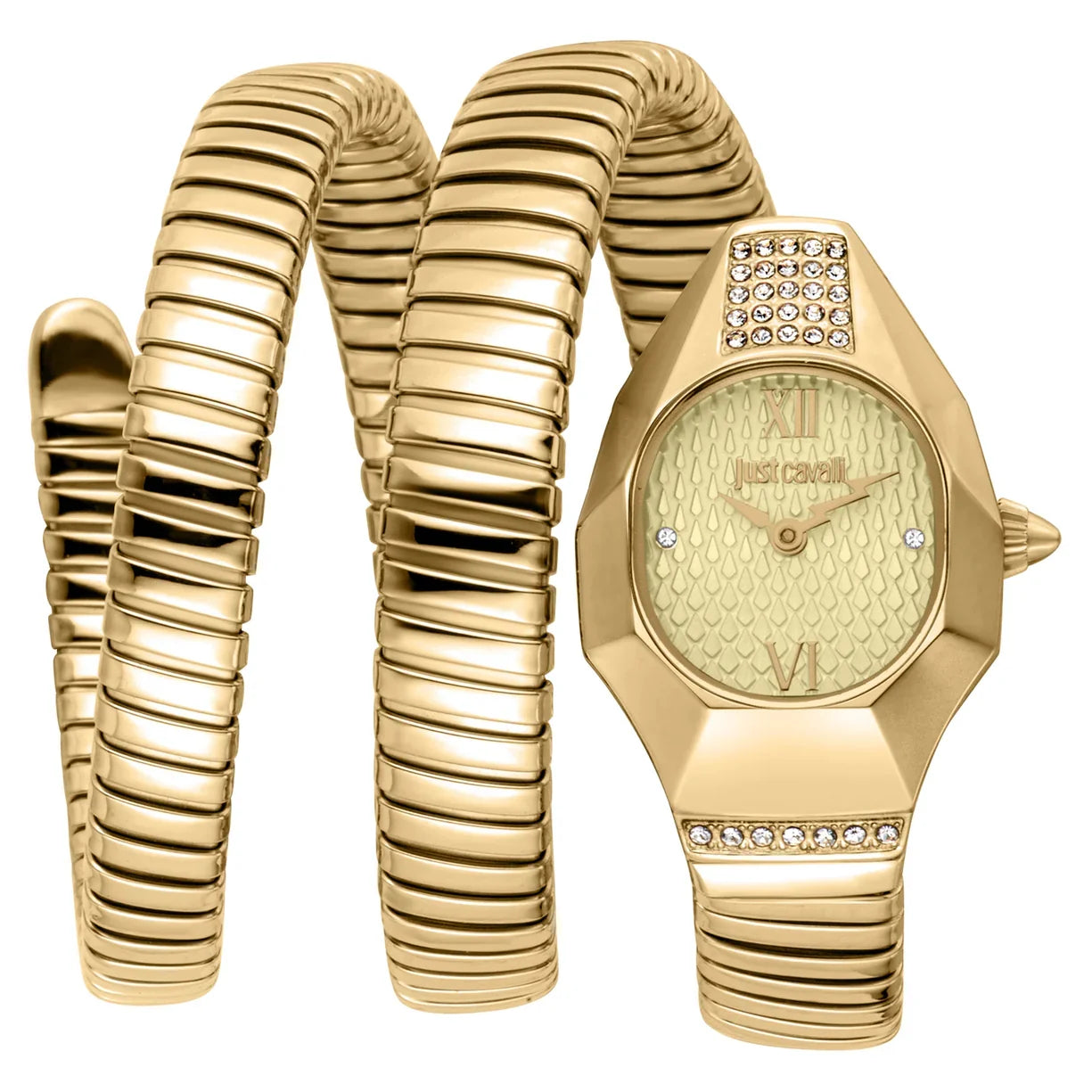 Just Cavalli Snake Lunara Yellow Gold Champagne Women's Watch - JC1L397M0035