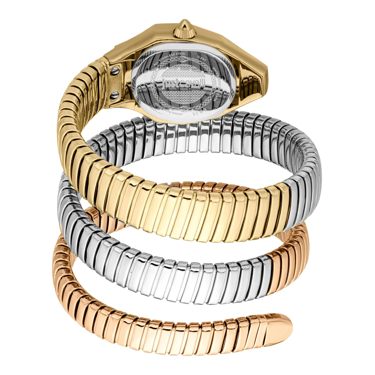 Just Cavalli Signature Snake Lunara Silver Rose Gold Watch JC1L397M0095