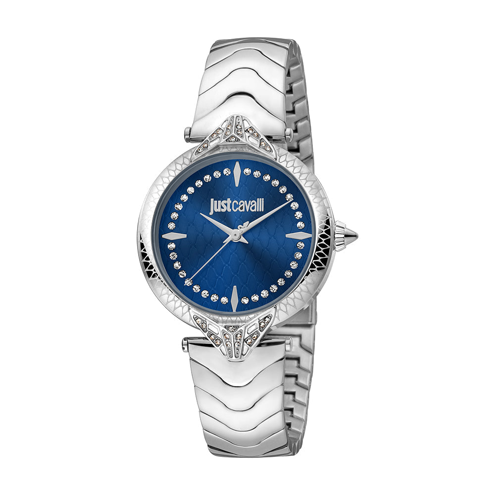 Just Cavalli Animalier Luce Silver Blue Women's Watch  - JC1L238M0055