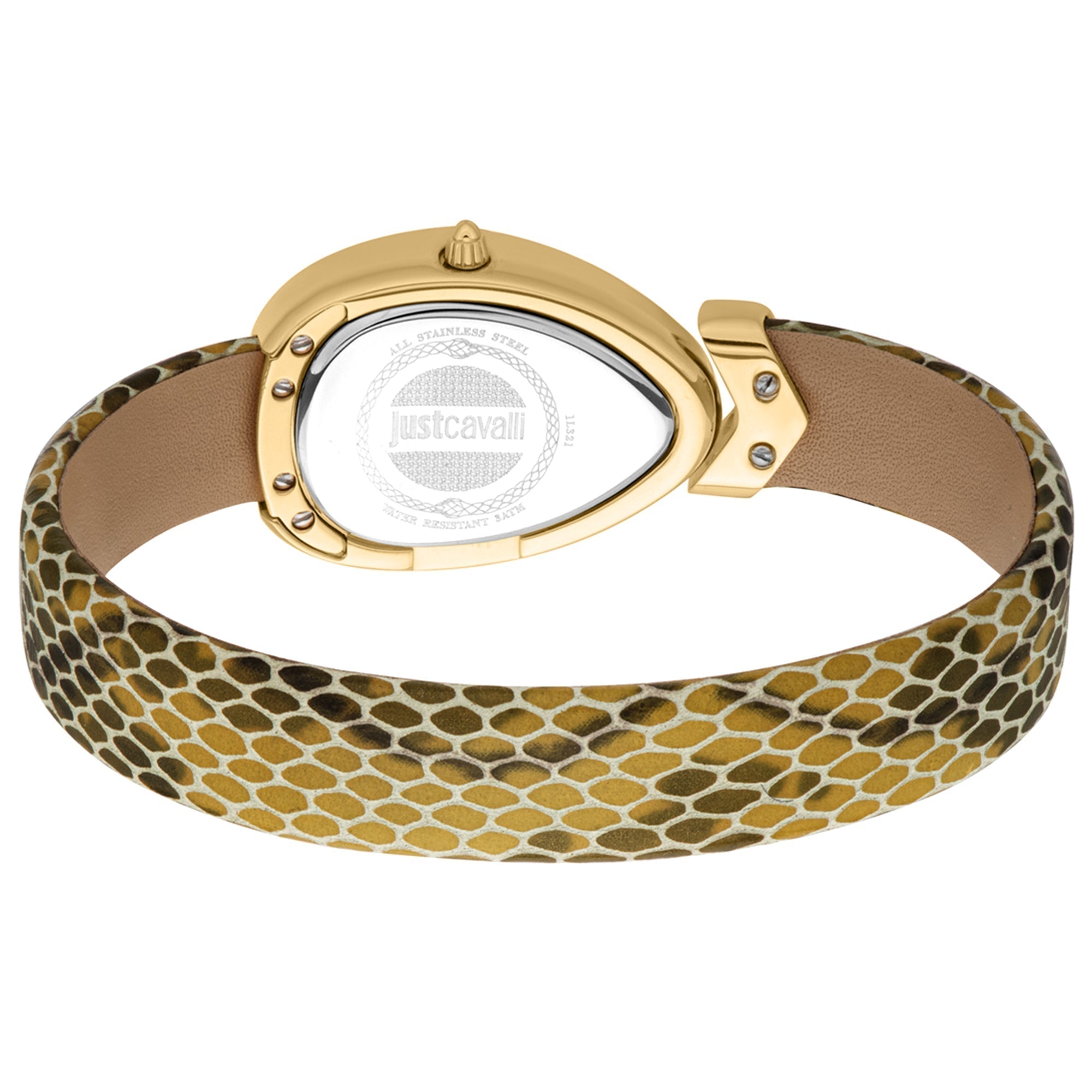 Just Cavalli Gold Leather Watch, Champagne Dial Women's Watch - JC1L321L0035
