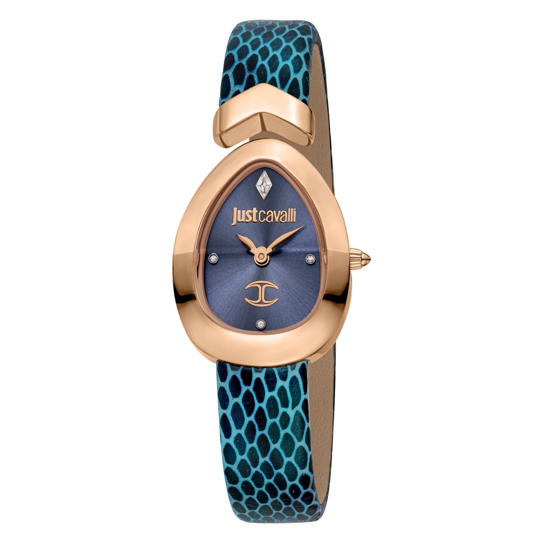 Just Cavalli Rose Gold Watch, Blue Leather Women's Watch - JC1L321L0055
