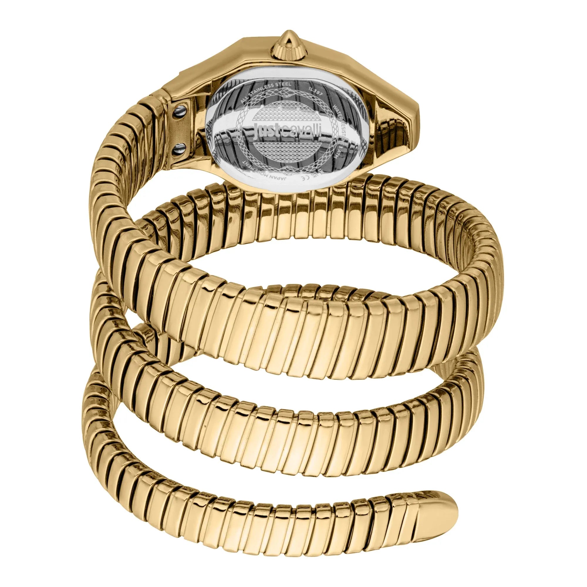 Just Cavalli Signature Snake Lunara Silver Yellow Gold Silver Women Watch - JC1L397M0065