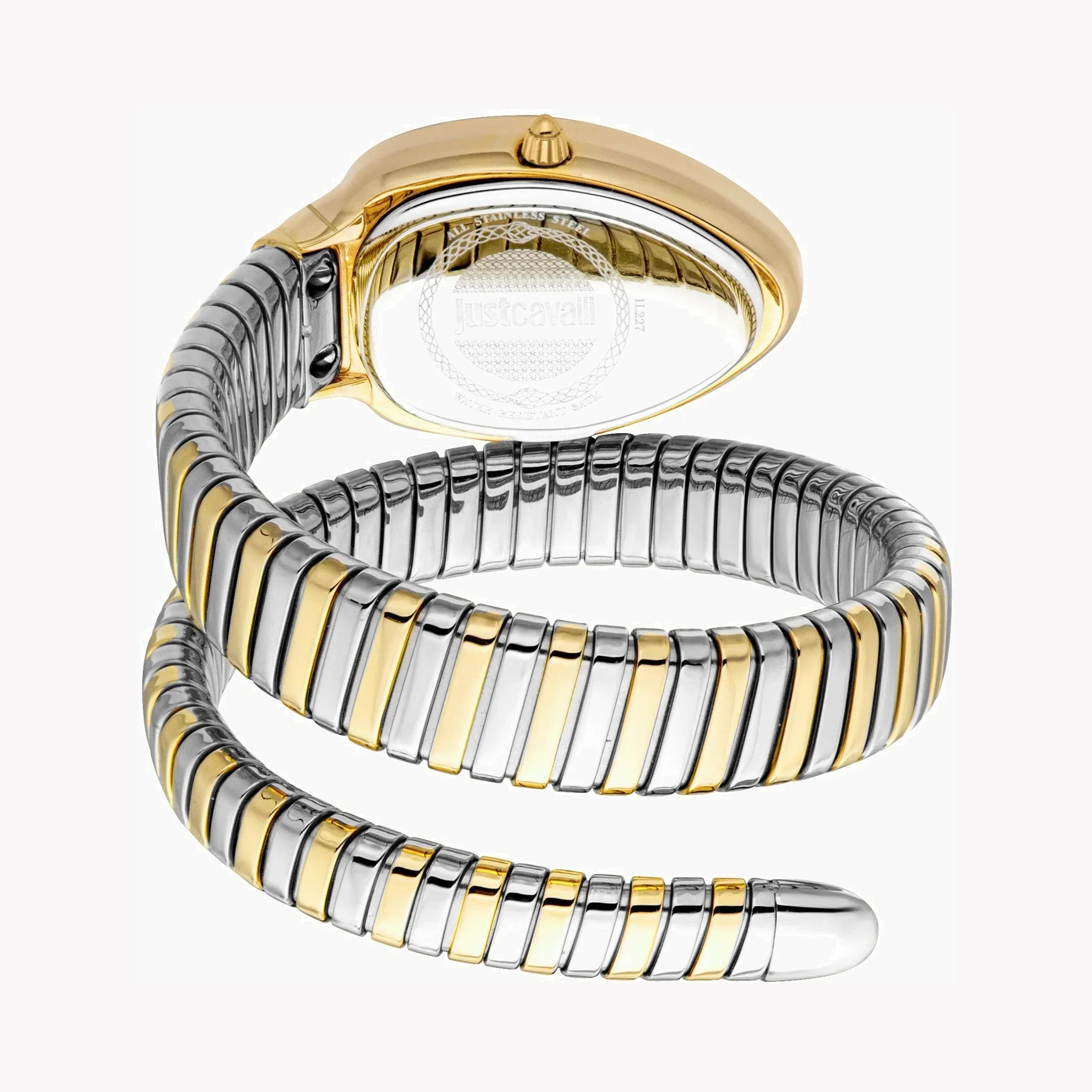 Just Cavalli Snake watch coiled snake-wrap bracelet in gold and stainless steel