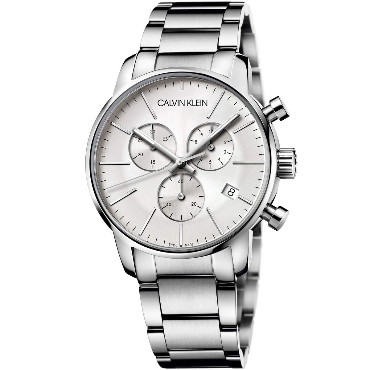 Calvin Klein City White Dial Silver Steel Strap Watch for Men - K2G27146