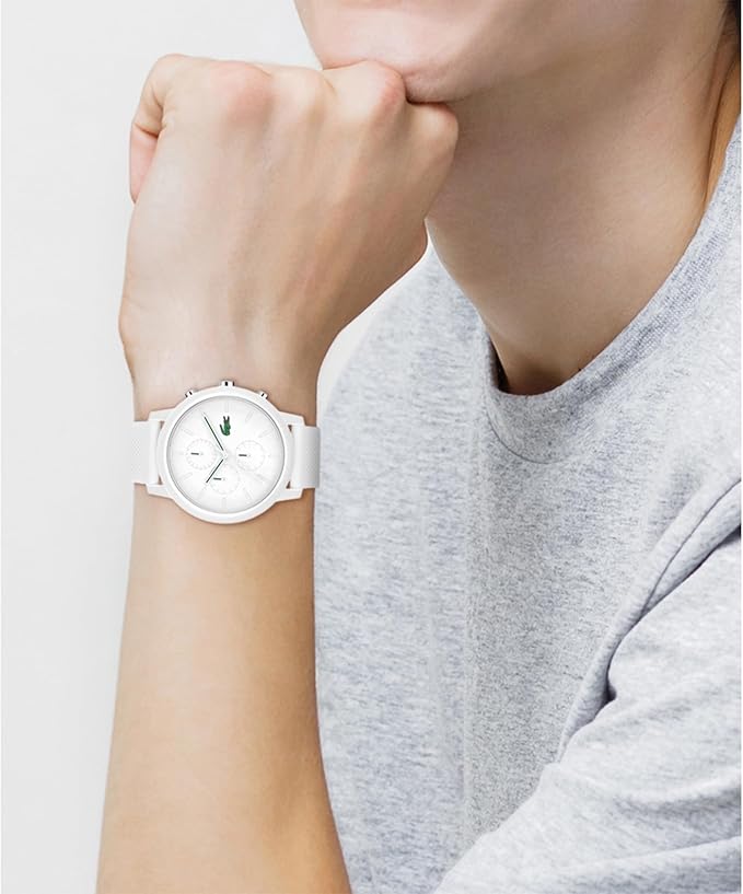 Lacoste 12.12 White Silicone Chronograph Men's Watch - 2011246