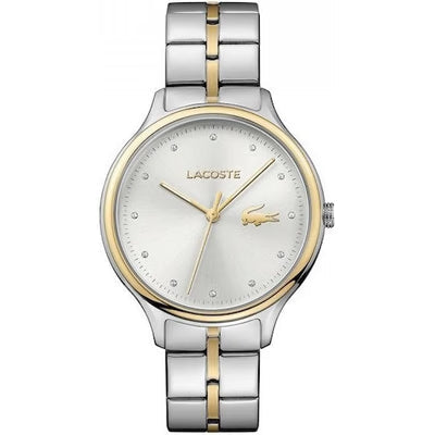 Lacoste stainless steel women's watch with two-tone bracelet and silver dial