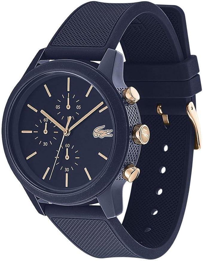 Lacoste 44mm Blue Rubber Band Plastic Case Quartz Analog Men's Watch - 2011013