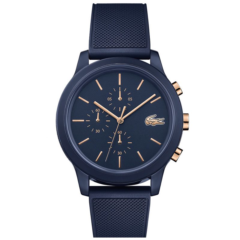 Lacoste 44mm Blue Rubber Band Plastic Case Quartz Analog Men's Watch - 2011013