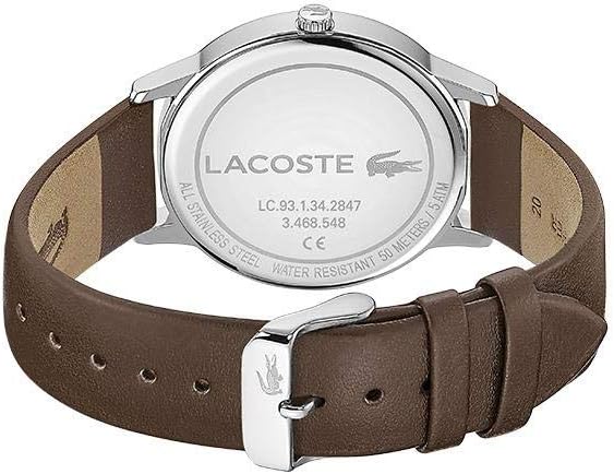 Case back showing Lacoste branding, model number LC.93.1.34.2847, and water resistant marking