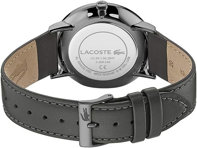 Lacoste watch caseback showing stainless steel back with Lacoste logo engraved