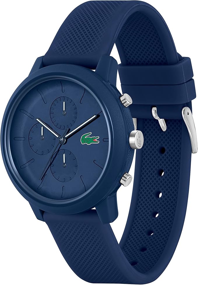 Lacoste 43MM Chronograph Blue Dial Blue Silicone Strap Mens Watch - 2011244