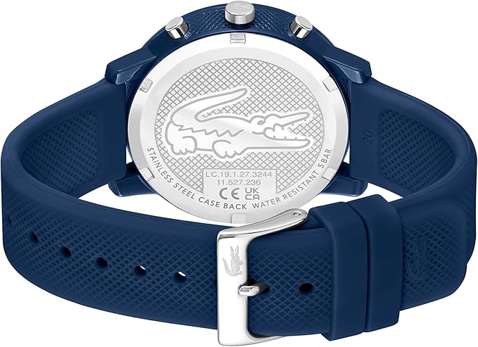 Lacoste 43MM Chronograph Blue Dial Blue Silicone Strap Mens Watch - 2011244