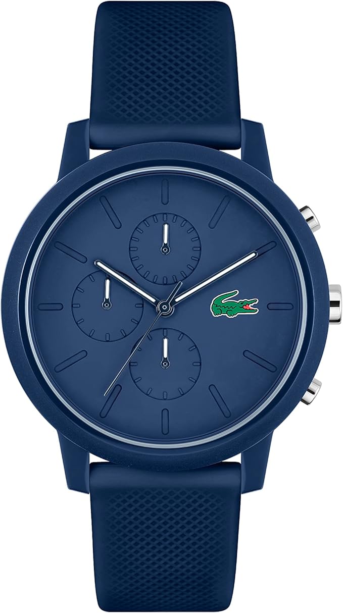 Lacoste 43MM Chronograph Blue Dial Blue Silicone Strap Mens Watch - 2011244