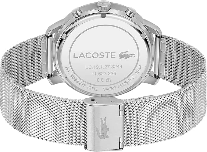 Lacoste stainless steel caseback engraved with logo and model number 2011256