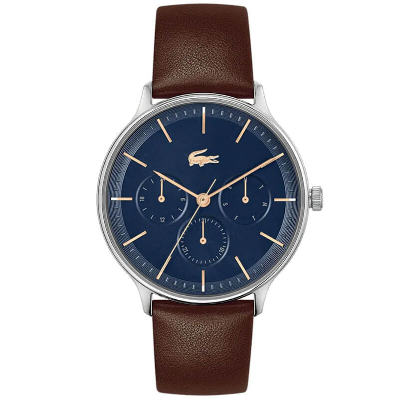 LACOSTE CLUB BLUE DIAL BROWN LEATHER MEN's WATCH - 2011227