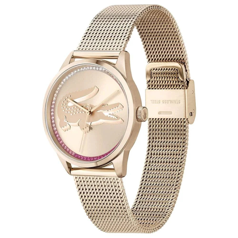 Lacoste Ladycroc Carnation Gold Mesh Light Carnation Gold Dial Women's Watch - 2001261
