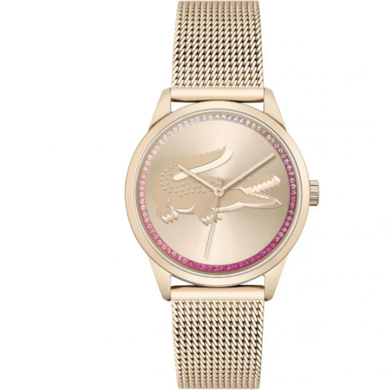 Lacoste Ladycroc Carnation Gold Mesh Light Carnation Gold Dial Women's Watch - 2001261