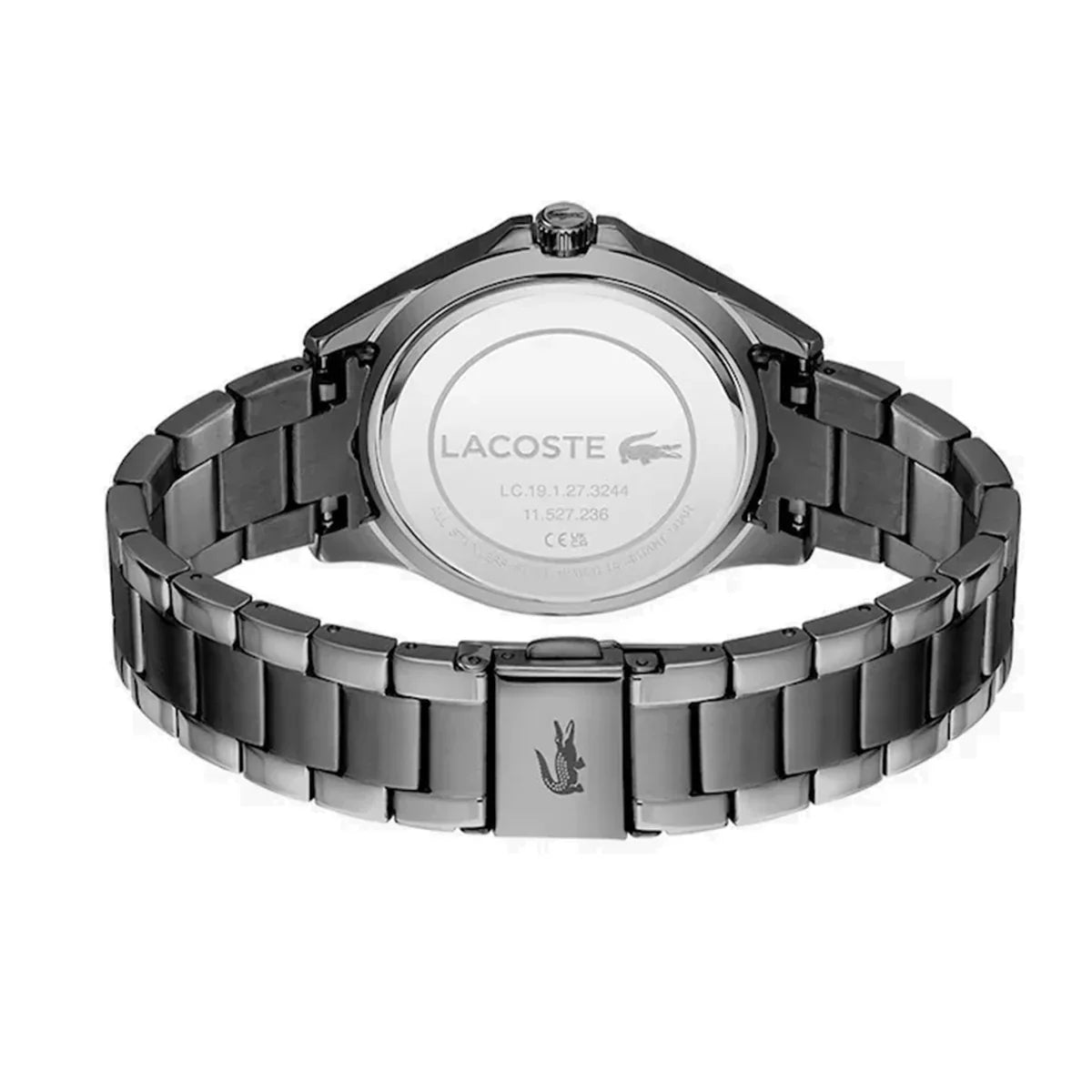 Lacoste Swing watch caseback showing stainless steel back and Lacoste branding