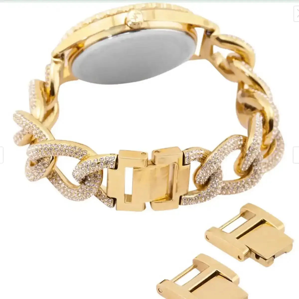 Layton curb-link strap with crystals and gold-tone links with magnetic closure