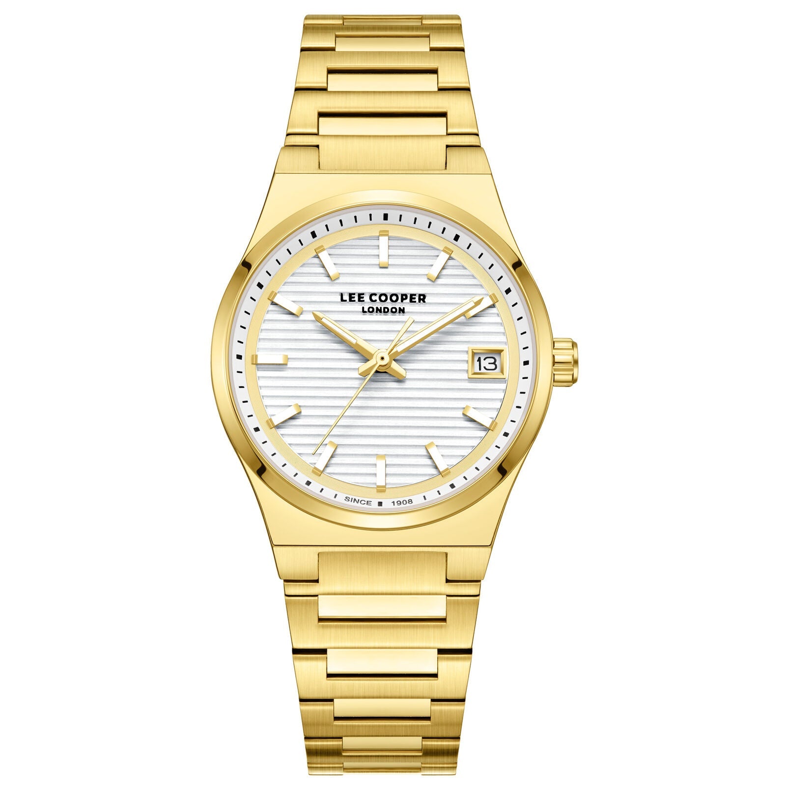Lee Cooper Classic Date Window gold watch with silver dial and date window