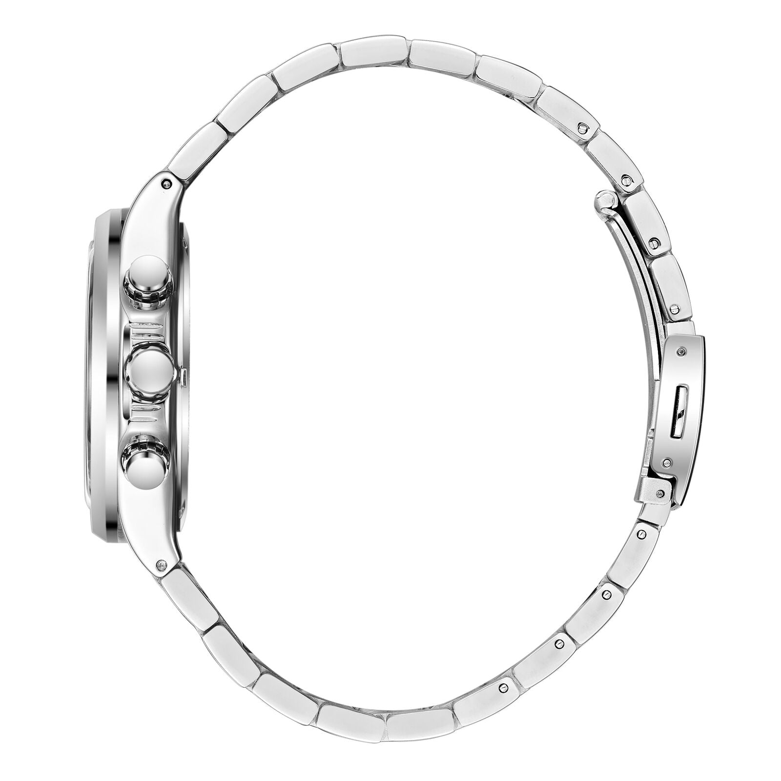 Lee Cooper Gauthier watch side profile displaying chronograph pushers and bracelet structure