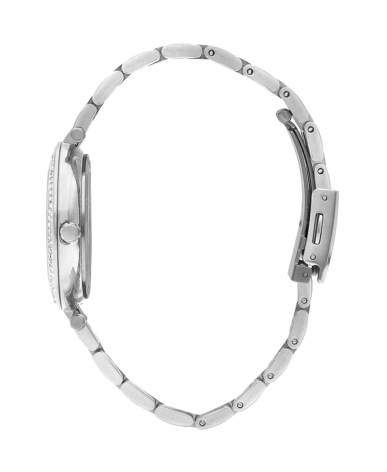 Side view of Lee Cooper LC07864.390 silver watch showing case profile and bracelet