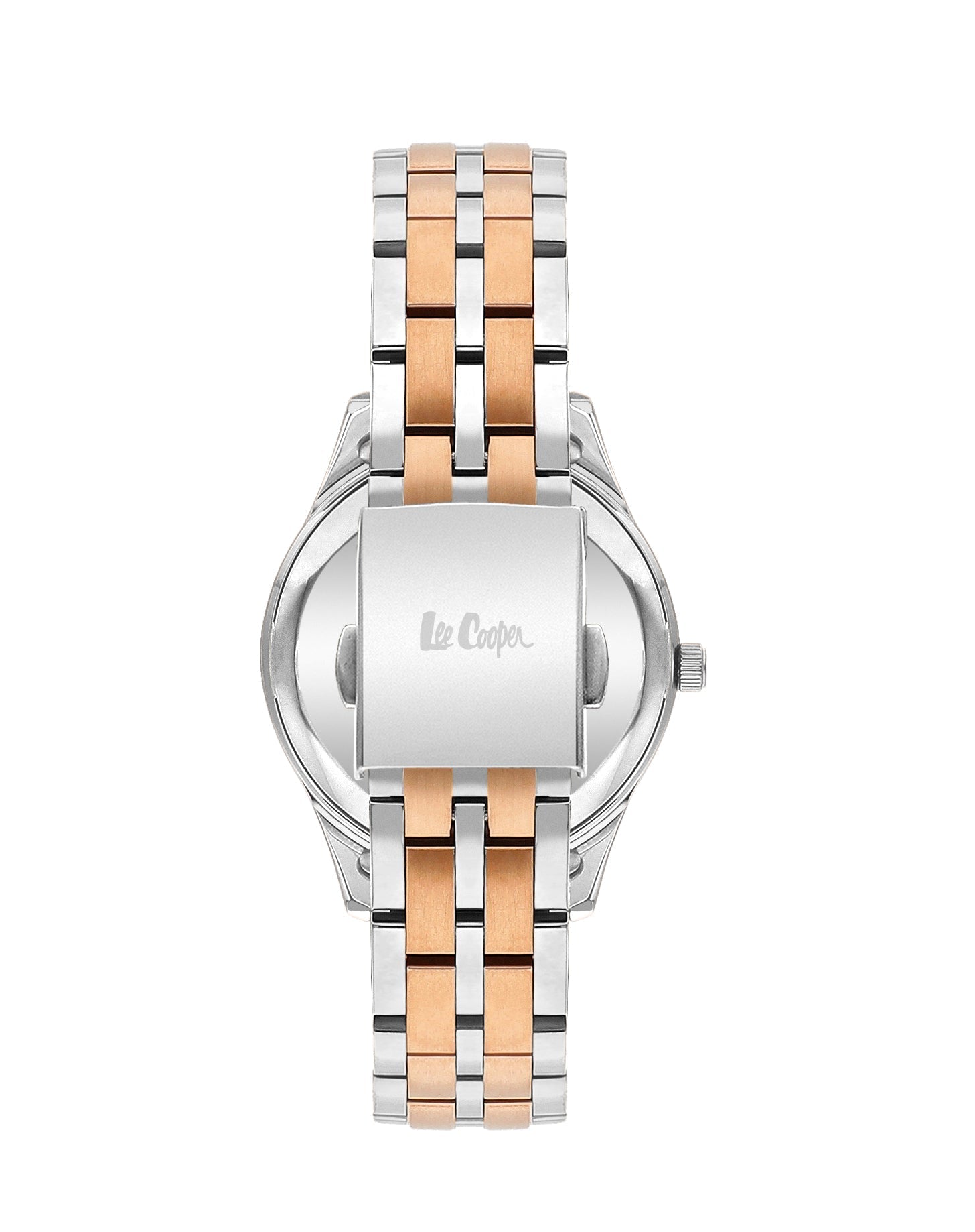 Lee Cooper watch caseback displaying engraved brand name on metal case