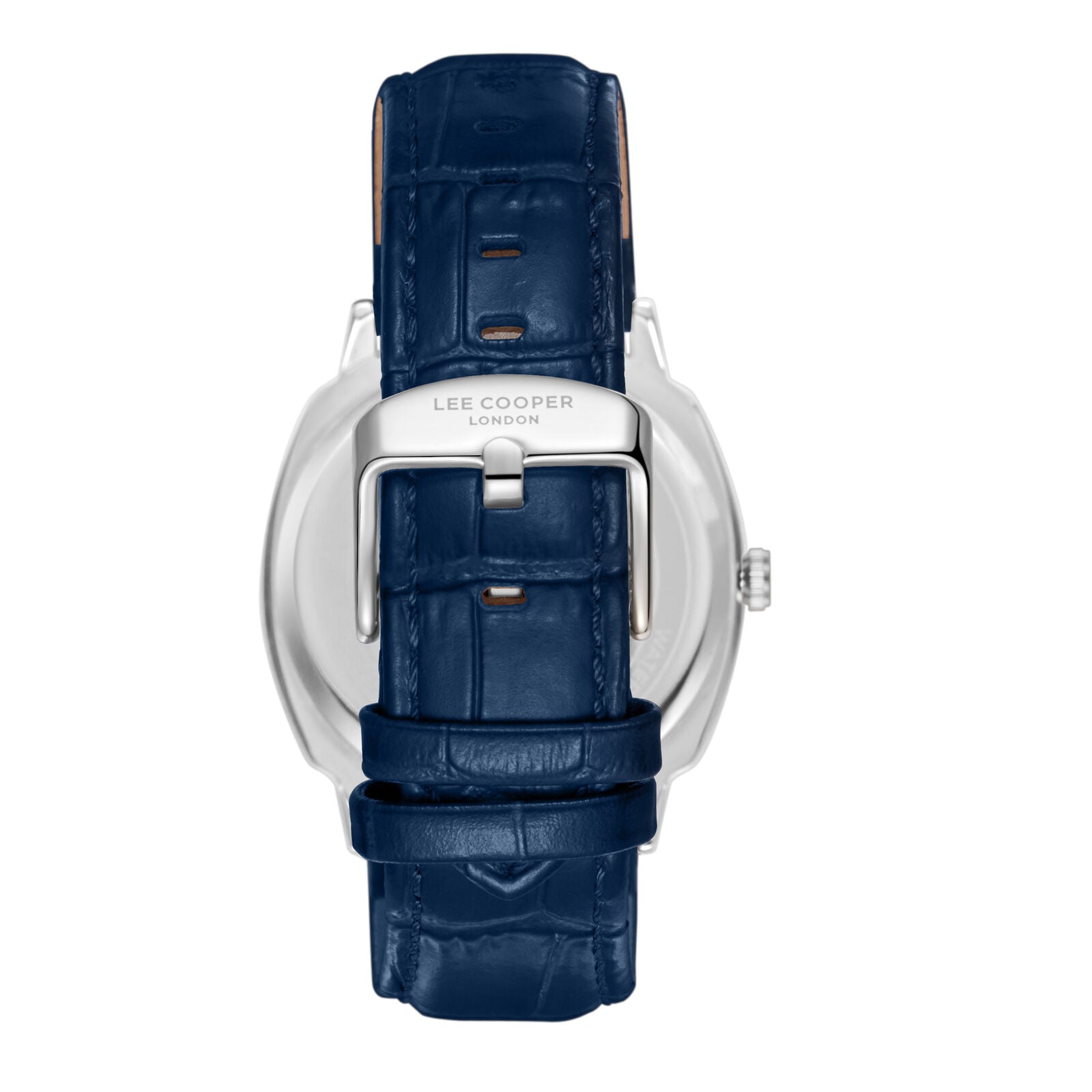 Lee Cooper Date Window Navy Blue Dial and Genuine Leather Silver Watch - LC08248.399