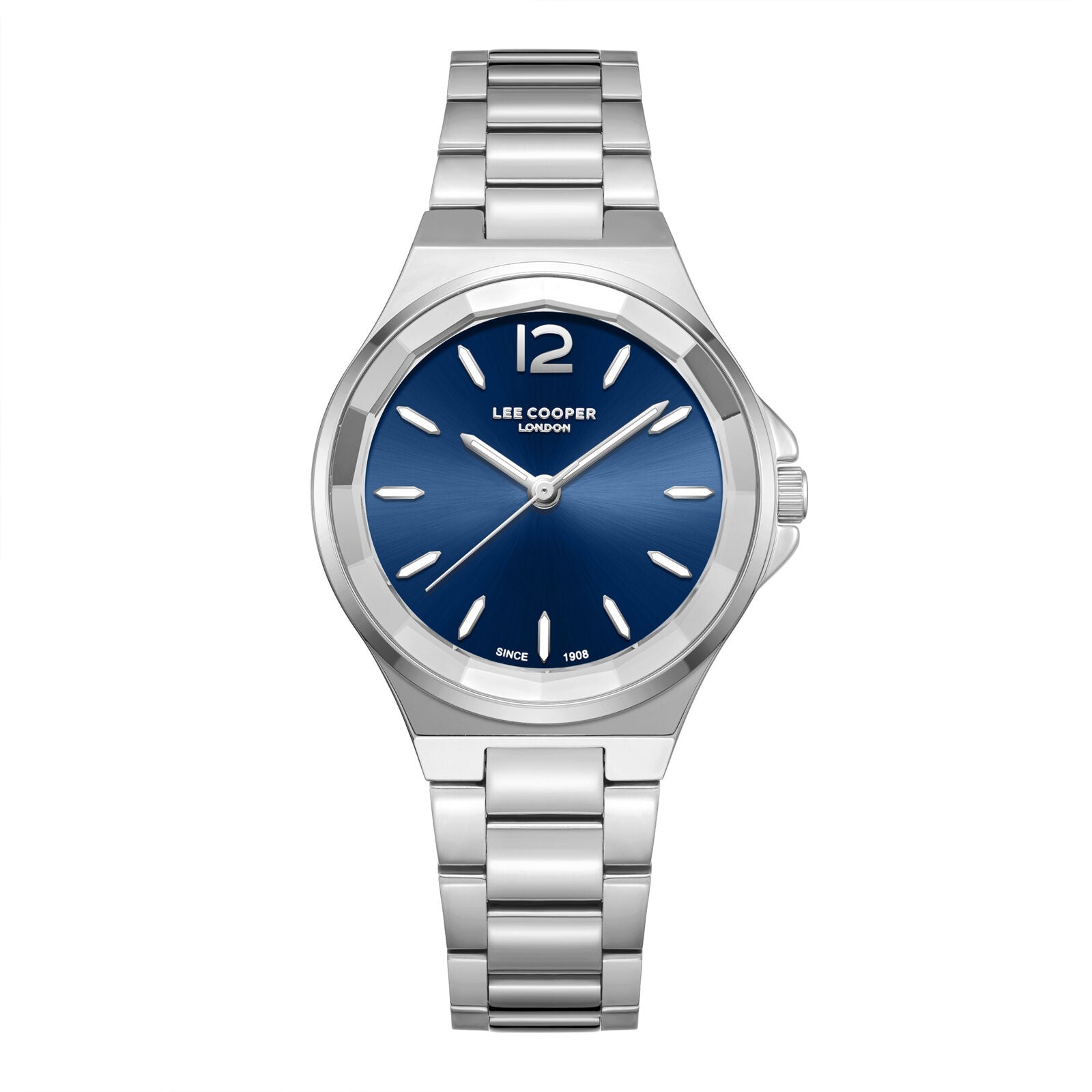 Lee Cooper Casual Classic watch with blue dial and silver-tone stainless steel bracelet