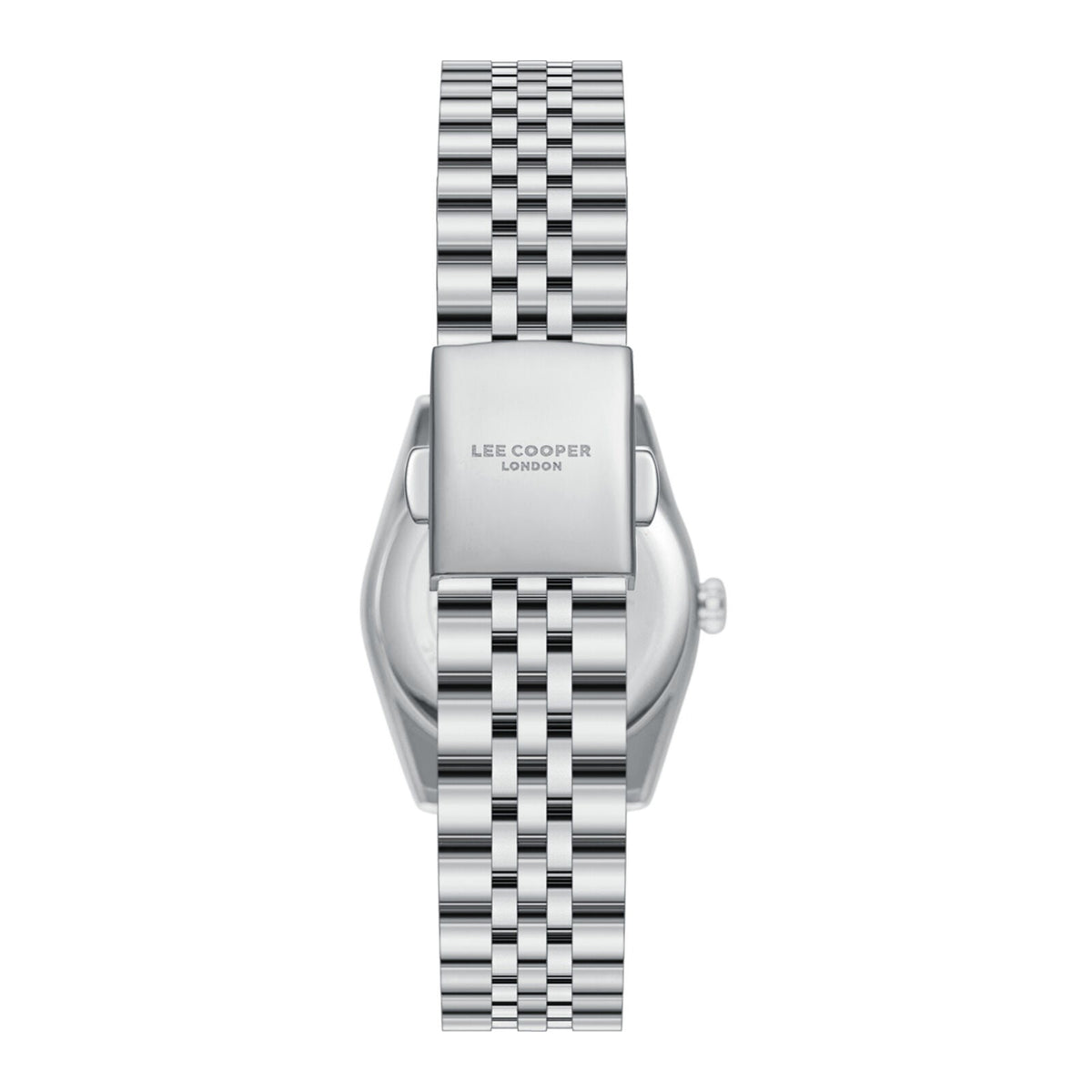 Lee Cooper LC08303.390 watch case back showing silver metal with brand engraving