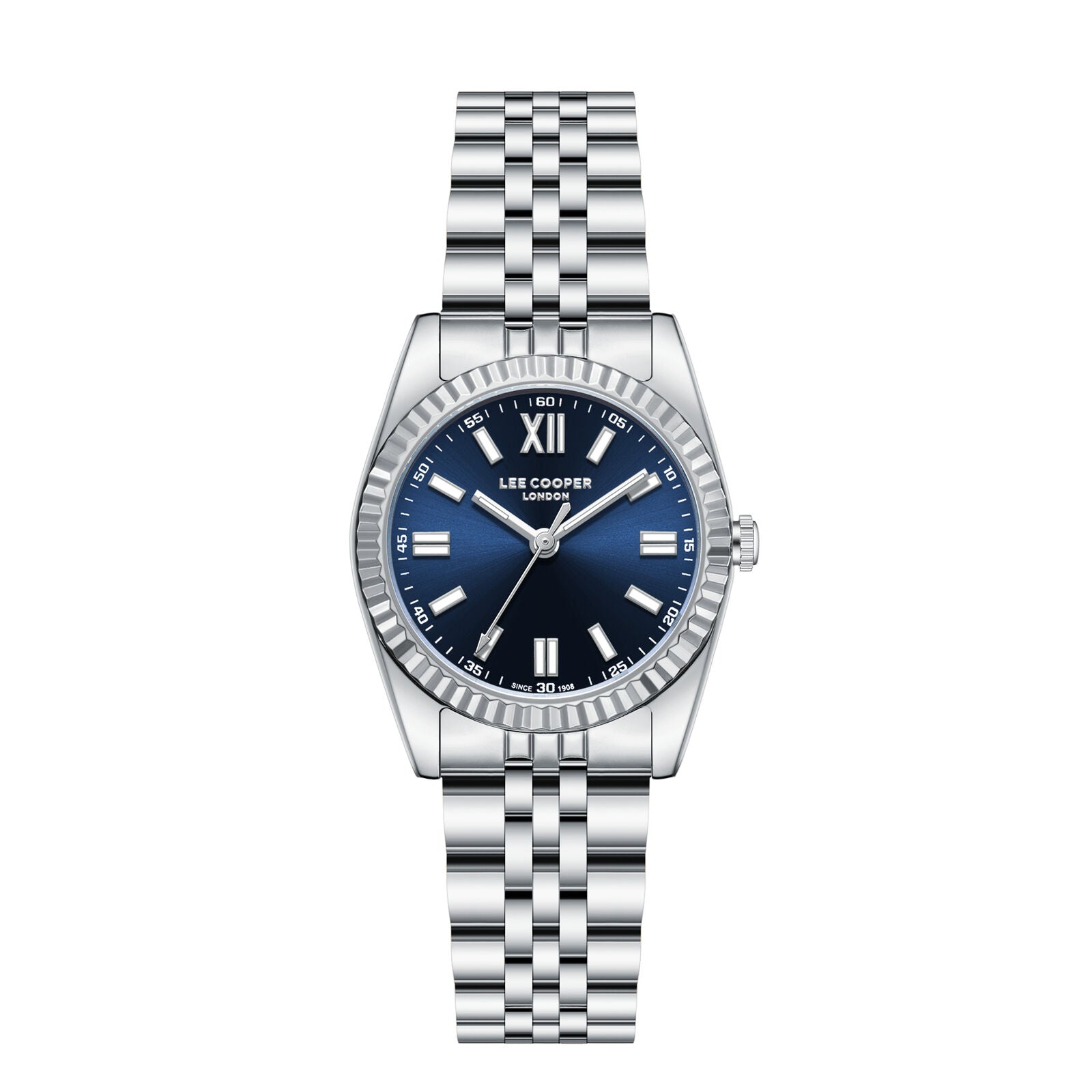 Lee Cooper LC08303.390 watch with blue dial and silver-tone bracket strap