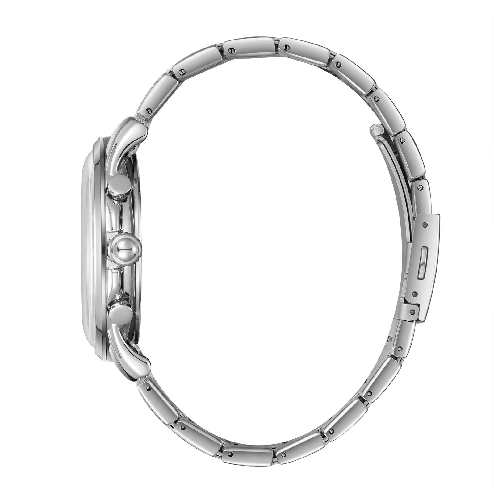 Lee Cooper Malo watch side view displaying stainless steel case and link bracelet