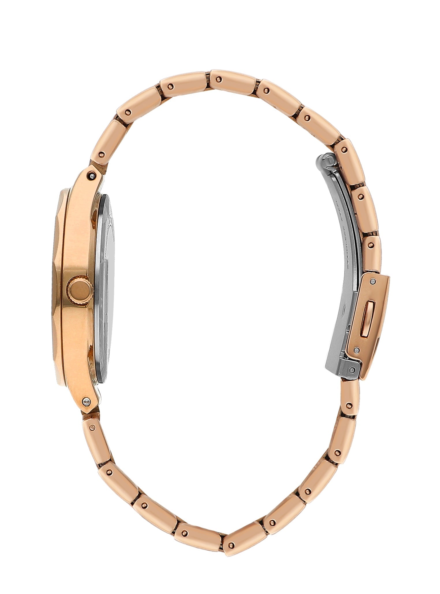 Lee Cooper StyleWork rose gold stainless steel bracelet side profile view
