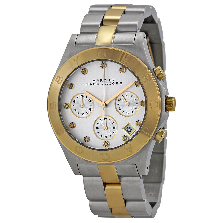 Marc by Marc Jacobs Henry Chronograph two-tone watch with silver dial and gold bezel