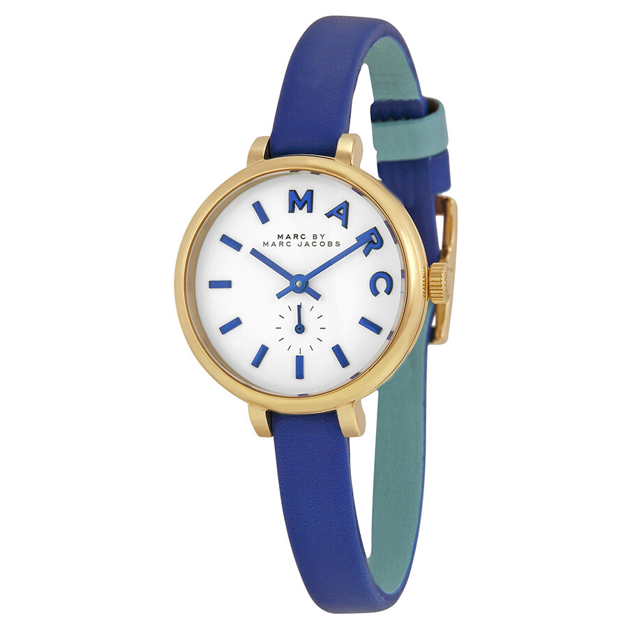Marc by Marc Jacobs Sally White Dial Blue Leather Ladies Watch - MBM1354