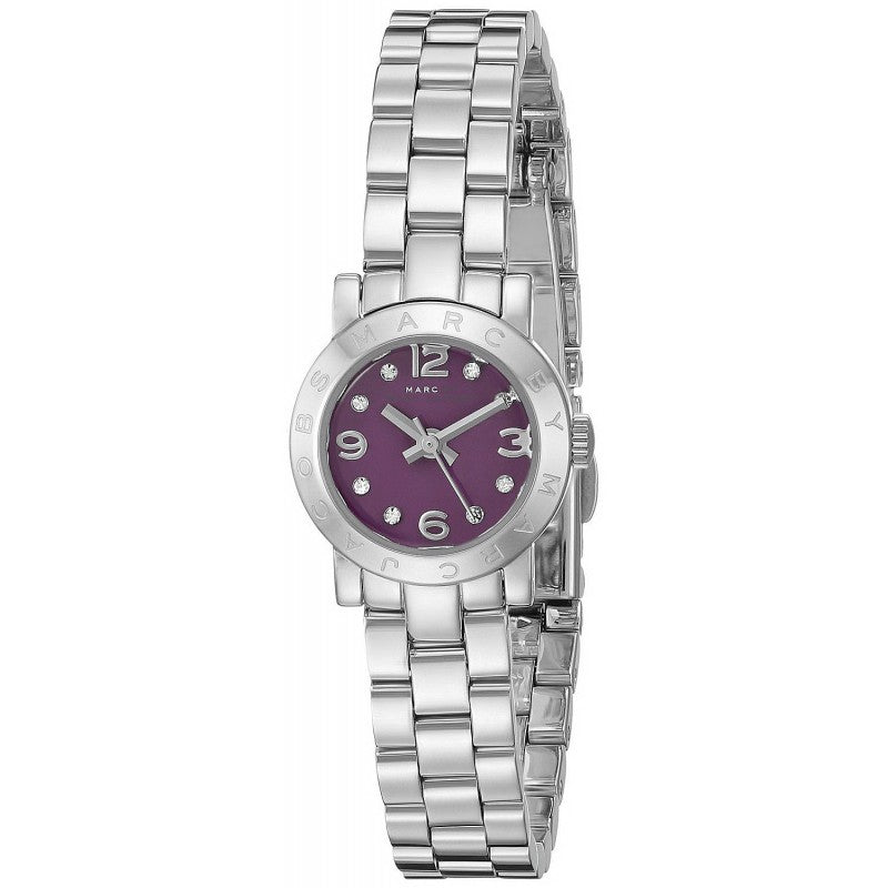 Marc by Marc Jacobs Amy Mini watch with purple dial and silver-tone stainless steel bracelet