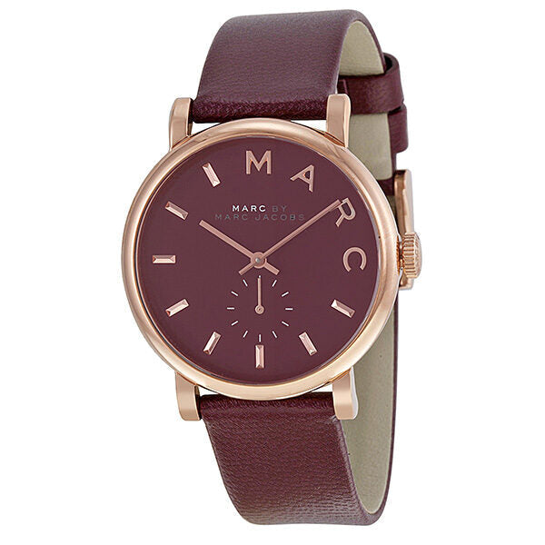 Marc by Marc Jacobs Baker Maroon Dial Moroon Leather Ladies Watch MBM1267 - Watches Of New Zealand