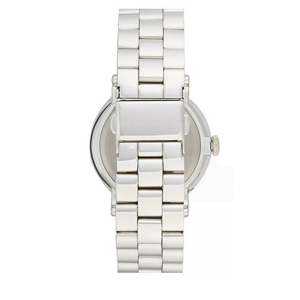 Back view of Marc by Marc Jacobs Baker watch showing stainless steel caseback