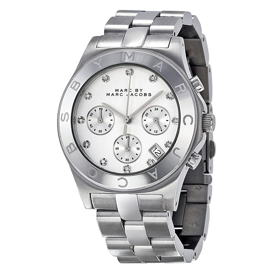 Marc By Marc Jacobs Blade Chronograph Date Crystal Markers Silver Watch - MBM3100