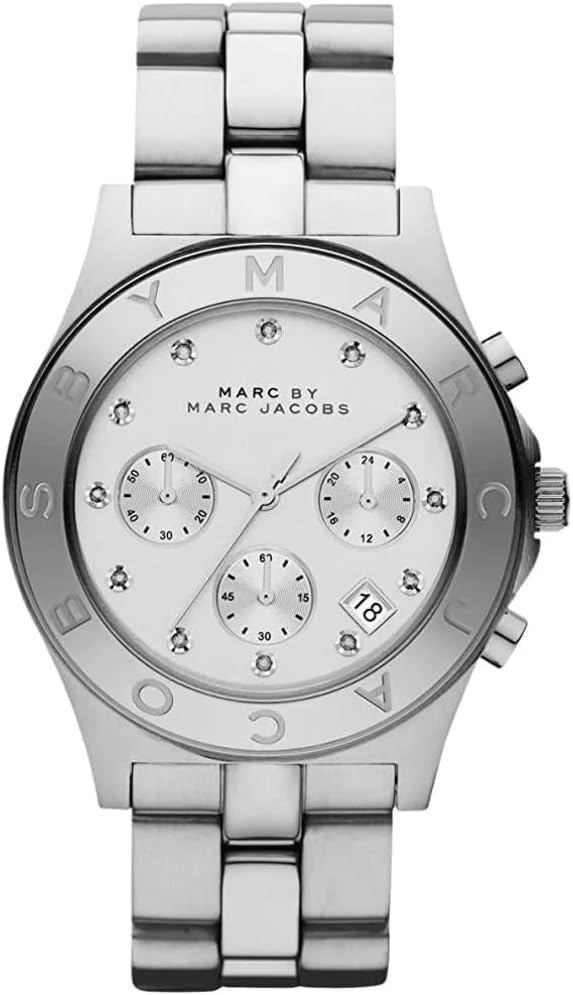 Marc By Marc Jacobs Blade Chronograph Date Crystal Markers Silver Watch - MBM3100