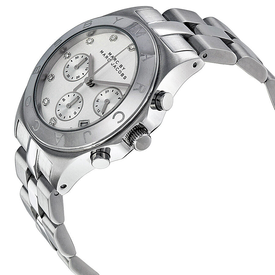 Marc By Marc Jacobs Blade Chronograph Date Crystal Markers Silver Watch - MBM3100