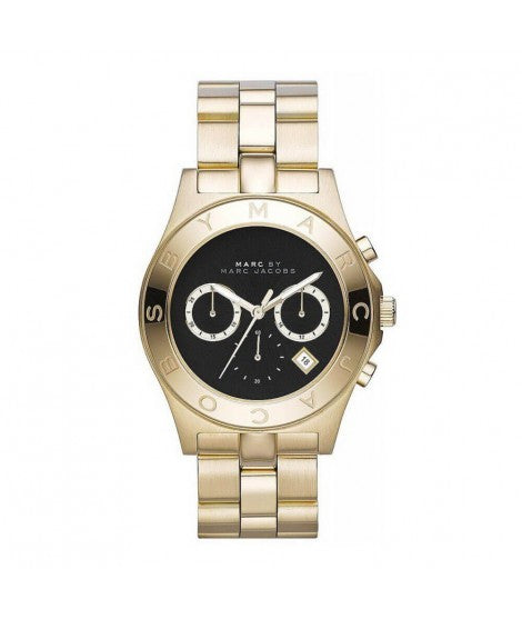 Marc By Marc Jacobs Blade Chronograph Black Dial Gold Tone Watch - MBM3309