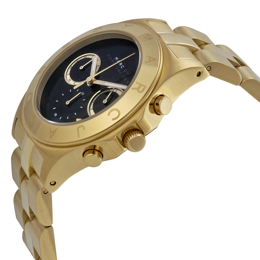 Marc By Marc Jacobs Blade Chronograph Black Dial Gold Tone Watch - MBM3309