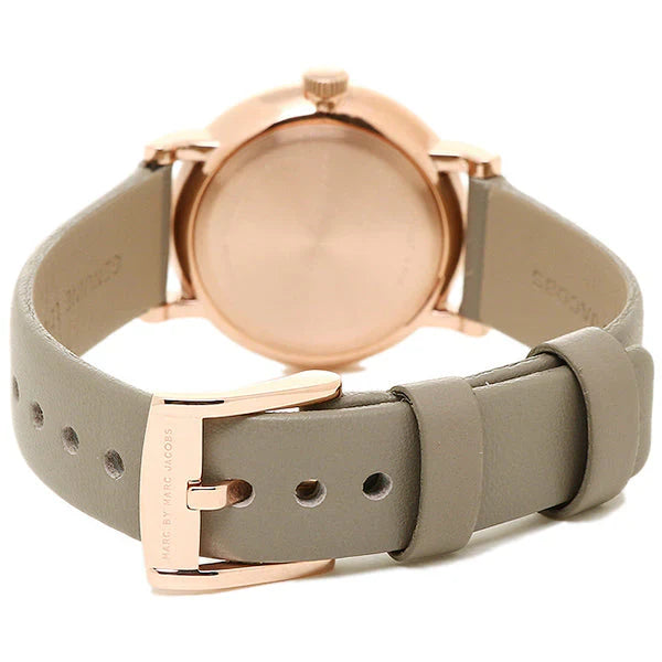 Marc by Marc Jacobs Baker Grey Dial Gravel Gray Leather Ladies Watch - MBM1318
