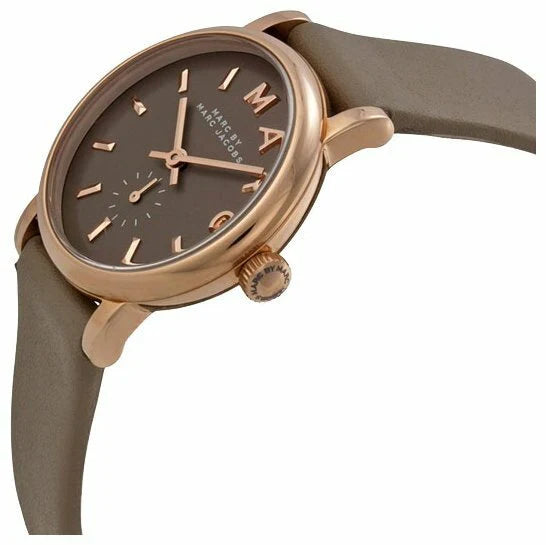 Marc by Marc Jacobs Baker Grey Dial Gravel Gray Leather Ladies Watch - MBM1318