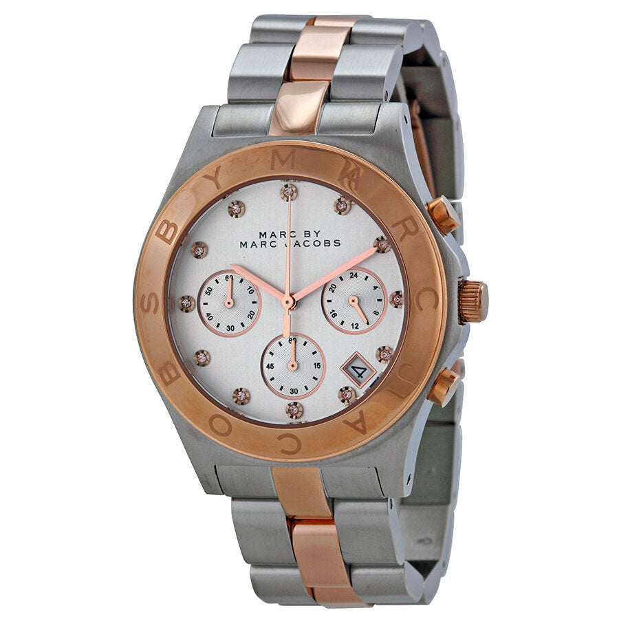 Marc By Marc Jacobs MBM3178 two-tone chronograph watch with silver dial and rose gold accents