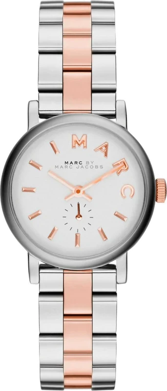 Marc by Marc Jacobs Baker white dial ladies watch with two-tone silver and rose gold bracelet
